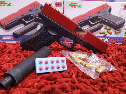 Glock Soft Bullet Toy Gun Shell Ejection Foam Darts Blaster Plastic Toy Gun Manual Airsoft Gun With Silencer For Kid Adult